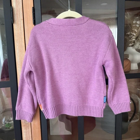 Zara Kids Bluey knit cardigan sweater bingo toddler girl lavender daisy flowers - Picture 4 of 4